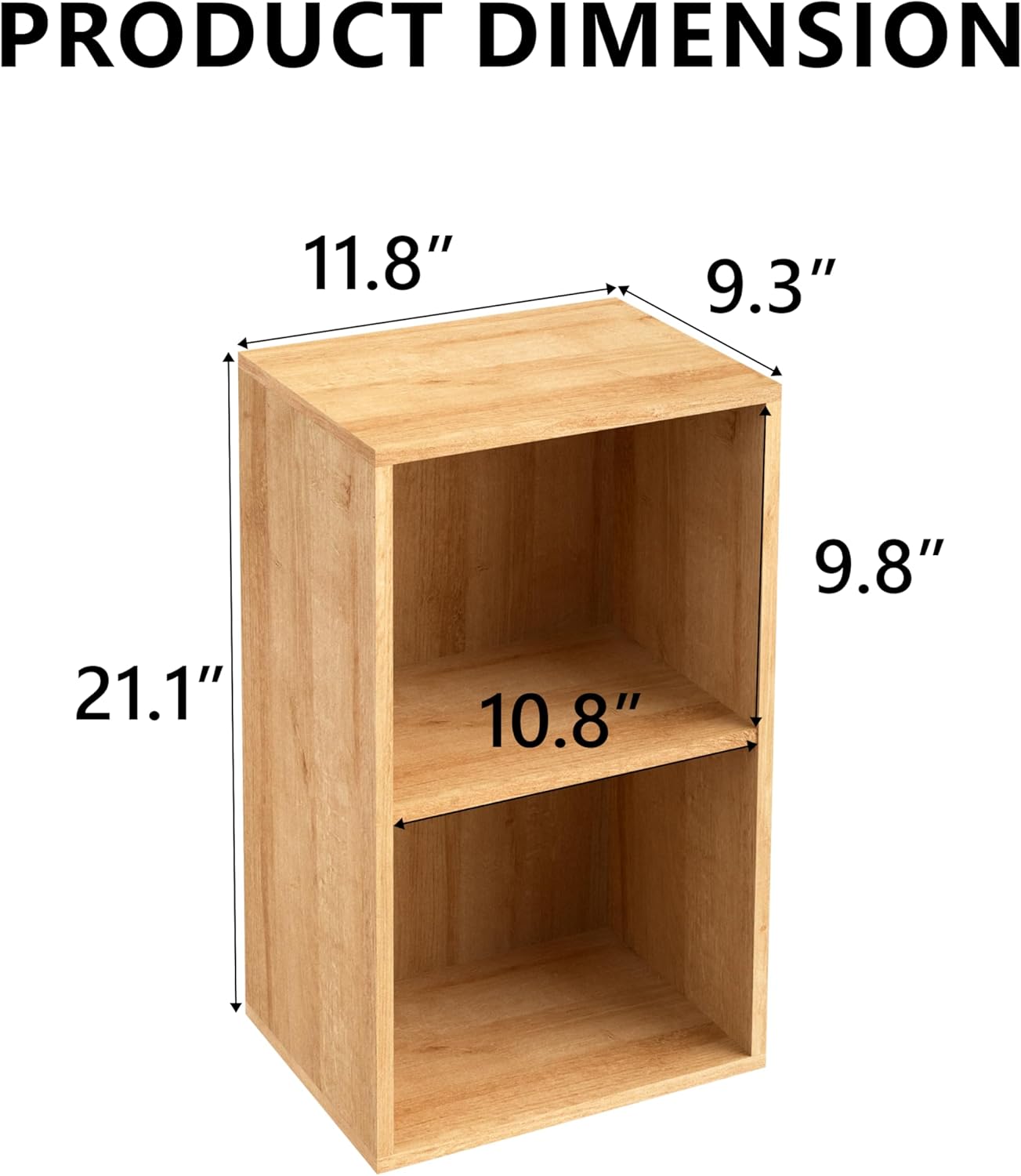 Wooden 2 Cube Storage Organizer, 2 Tier Storage Cubes Storage Display Cubby, Versatile Cubes Shelf and Cubby Organizer for Any Space (Oak, 2 Cube-W(11.8inch)