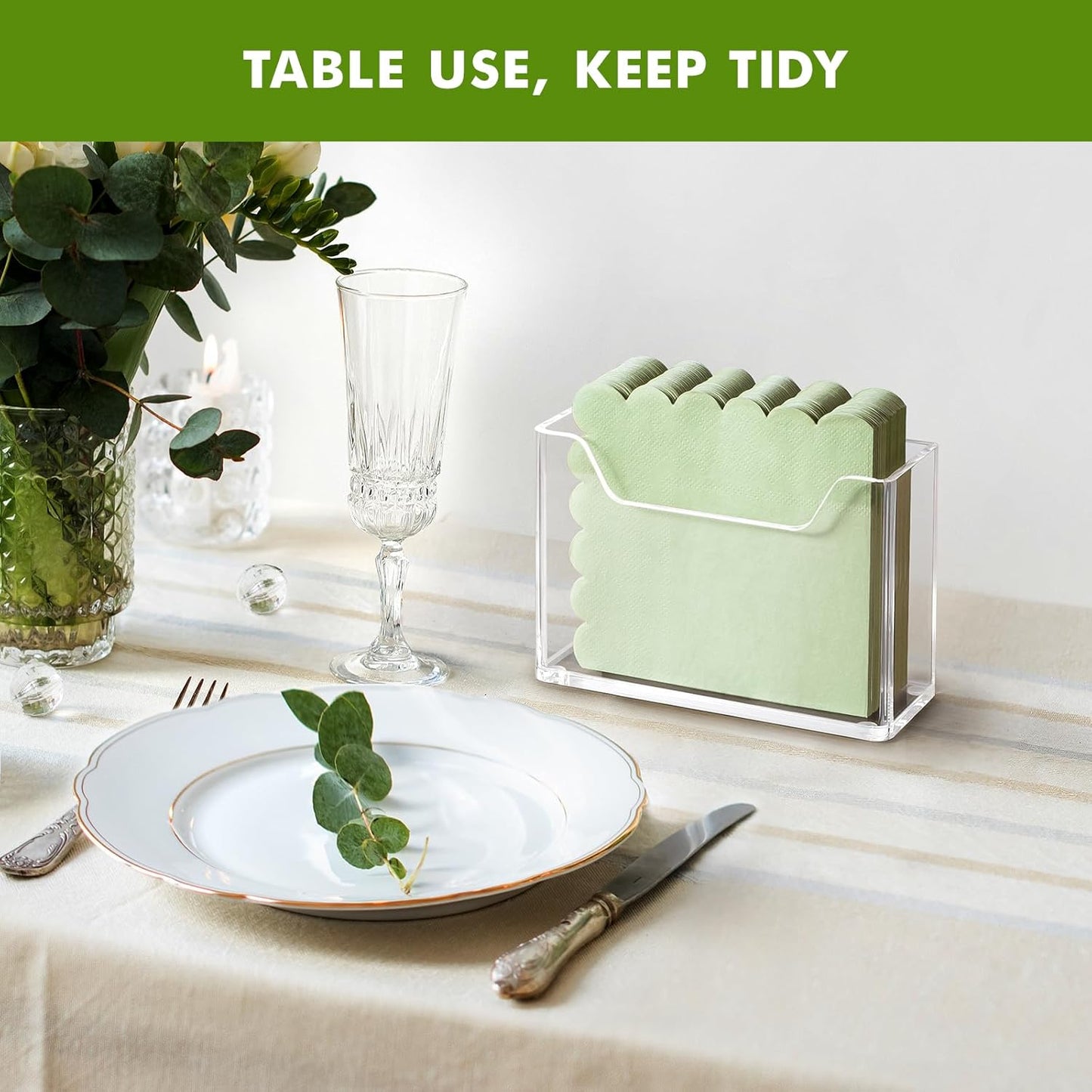 Acrylic Cocktail Napkin Holder for Table, for 5 x 5 Inches Napkin, Modern Vertical Napkin Holder for Kitchen, Clear Waterproof Napkins Holders for Dinner, Home, Bar