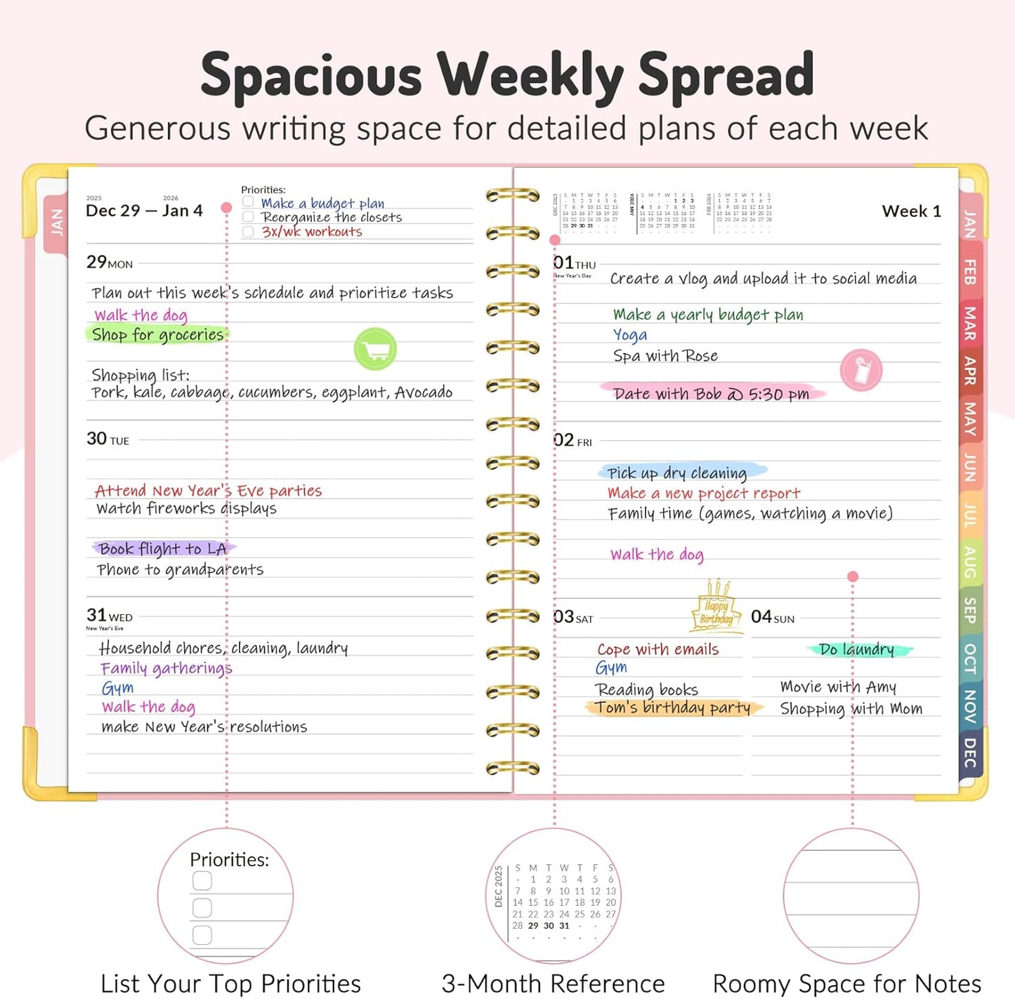 Forvencer Planner 2026-2027, 18 Month Weekly and Monthly Calendar Planner, Jan 2026 -June 2027, 6.3" x 8.4", Daily Agenda Book with Tabs, College Organizer Notebook, School Supplies for Student Teacher Classroom, A5, Blue