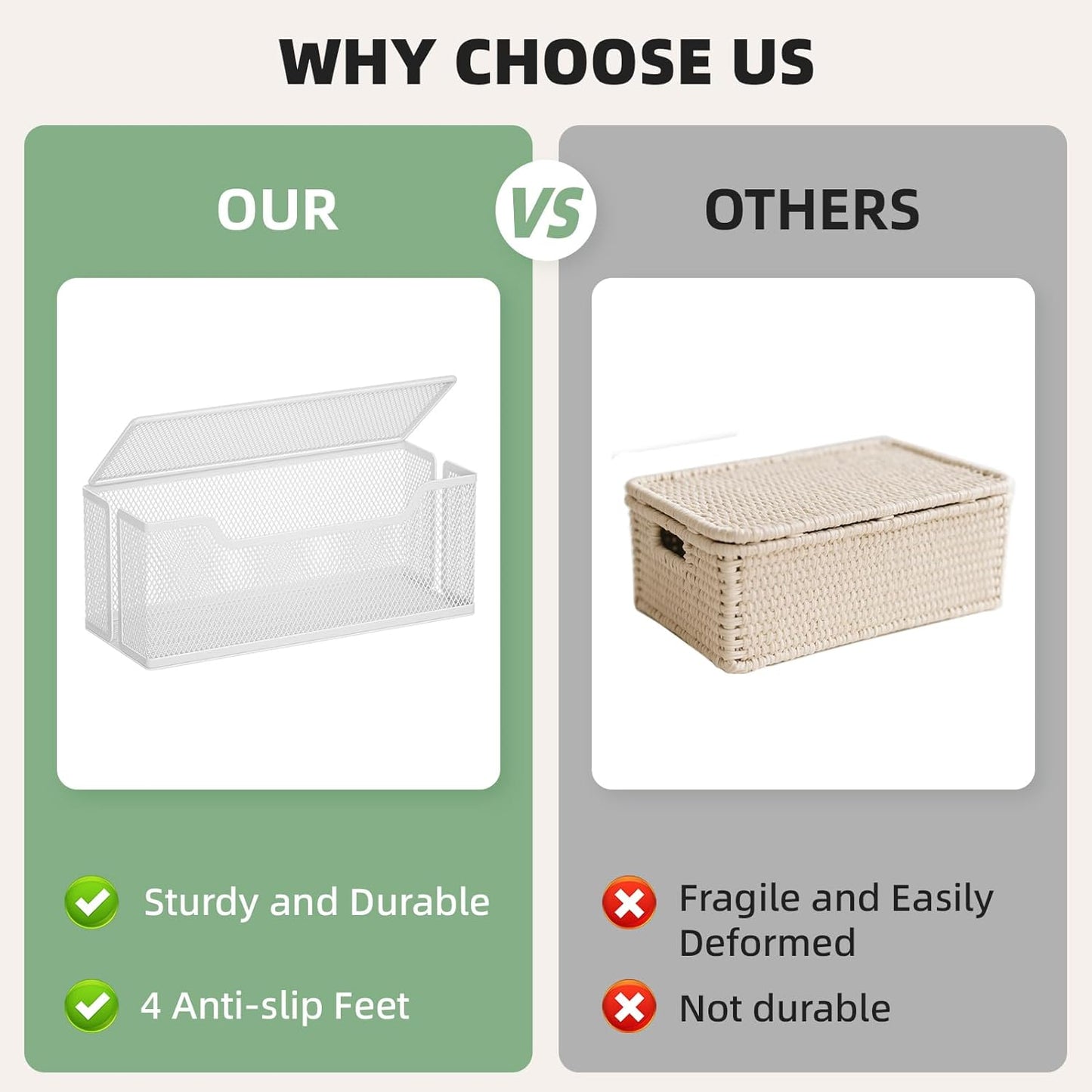 3 Pack Cable Management Box, Metal Mesh Cord Organizer Box for TV Wires, Electrical Hiding, Power Strip – Under Desk Cable Storage Box with Cable Clips&Reusable Cable Ties for HomeOffice - White