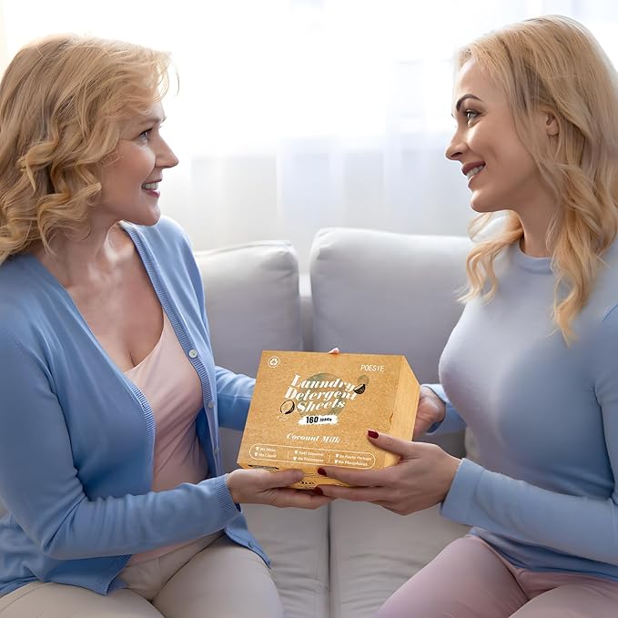 Poesie Laundry Detergent Sheets Coconut Milk Scent 160 Count Non Plastic Jugs Portable Laundry Soap Sheet for Clothes Washing Indoor and Outdoor Essentials