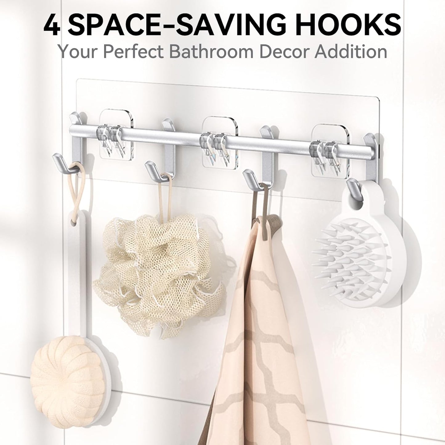 YASONIC Shower Caddy, Large Capacity Bath Organizer with Soap Holder and 12 Hooks, 6 Pack Rustproof Bathroom Shelves for Inside Shower, No Drilling&Sleek Bathroom Organizers and Storage Silver