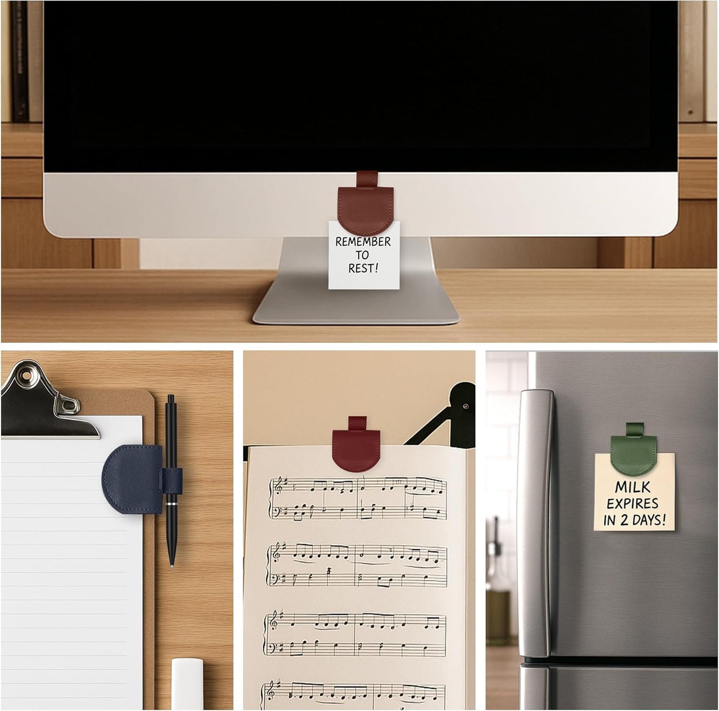 Magnetic Pen Loop Holder, Pencil Holder for Notebooks, Journals, Calendars, PU Leather 5 Pack