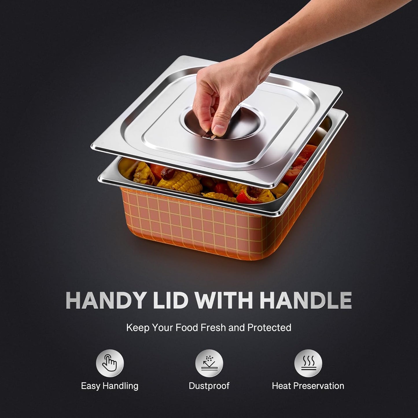 WILPREP 6 Pack Hotel Pans NSF Listed, 1/2 Size 4 in Deep Steam Table Pans with Lids, Food Grade Stainless Steel Hotel, 7.4 qt Catering Food Storage for Buffets Events Restaurants