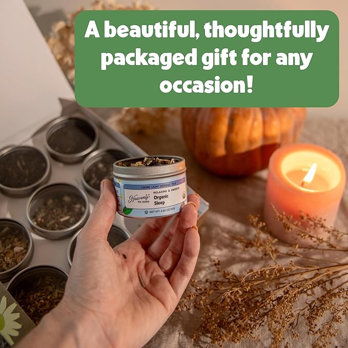 Heavenly Tea Leaves Organic 9 Flavor Variety Pack | Loose Leaf Tea Sampler (Approximately 90 Cups) | Premium Gift Set Assortment of Green, Herbal, Black & White Teas | Hot or Iced, High to No Caffeine