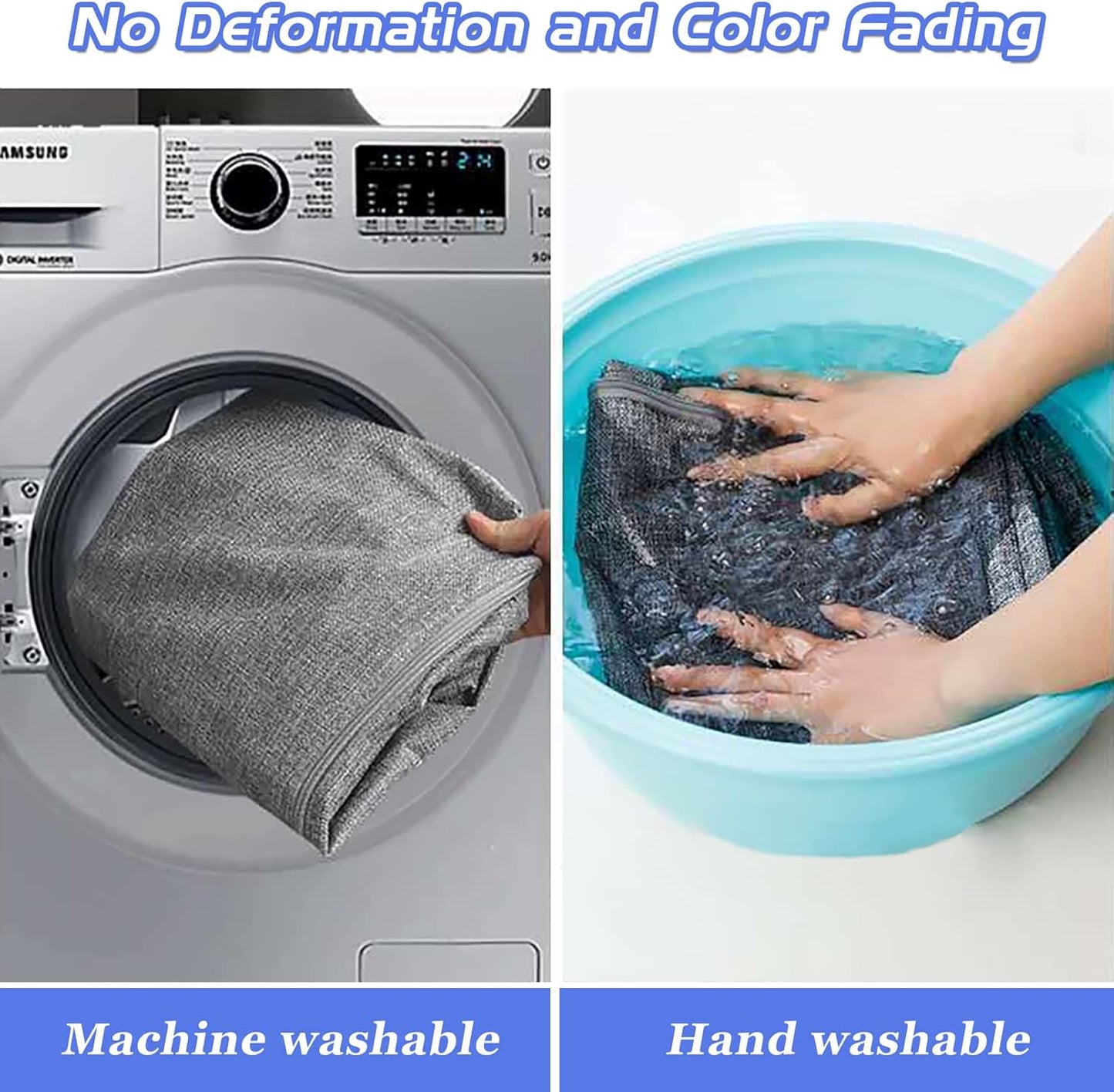 105L Extra Large Storage Bags, Folding Moving Comforter Blanket Storage Bags Closet Organizers and Storage Containers for Clothes with Strong Handles&Zippers Clear Window for Bedding Pillow, Grey