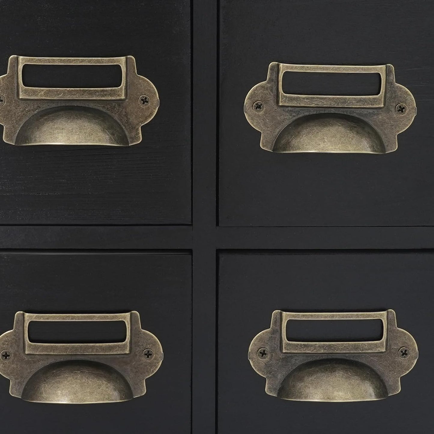 3-Tier Storage Cabinet, 12-Drawer Wooden Organizer with Metal Handles, Wooden Medicine Cabinet, Vintage Brown Solid Wood & Alloy Desktop Storage Shelf for Households, Offices (Black)