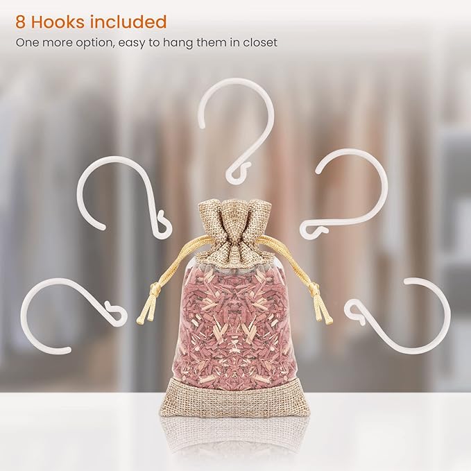 Homode Cedar Blocks for Clothes Storage, Cedar Sachets with Hanging Hooks, Set of 18, Aromatic Cedar Wood for Drawers and Closets, 10 Cedar Hangers and 8 Bags