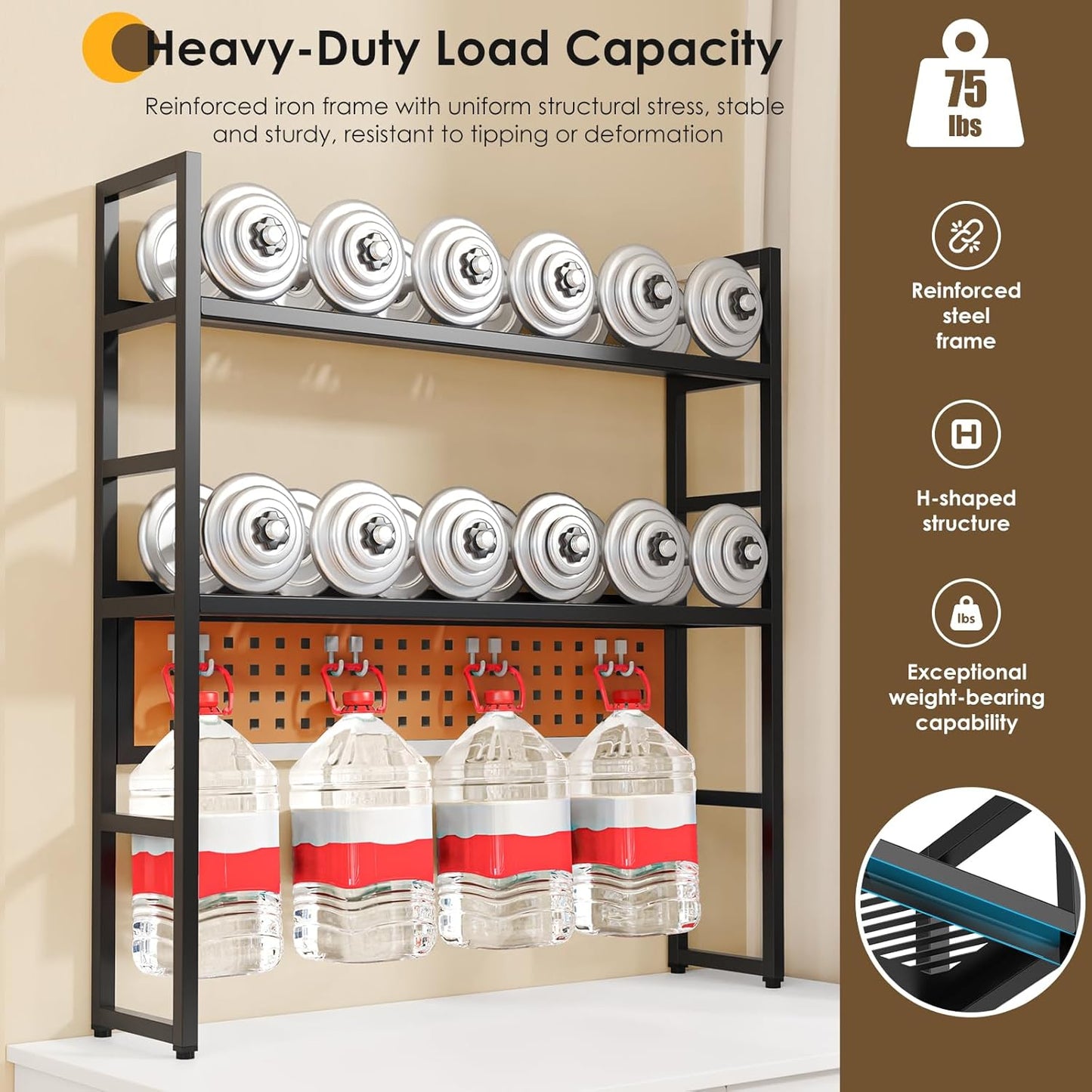 Desk Shelf, 35.43" Desk Hutch Bookshelf, Desktop Shelf with Pegboard for Computer Monitor, Metal Desktop Hutch Storage Organizer for Dorm Home Office, 2 Tier Bookcase, Black