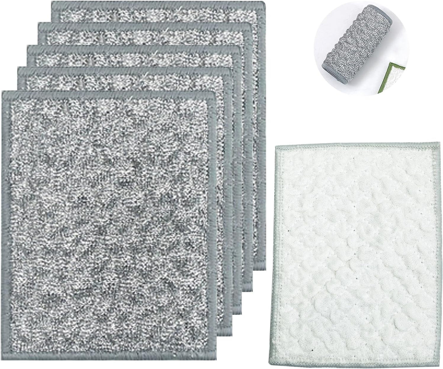 New thickened double-sided metal wire dishwashing cloth, suitable for both dry and wet use, scratch free dishwashing cloth, suitable for kitchen cleaning, cookware, tableware, sink (5 pieces)