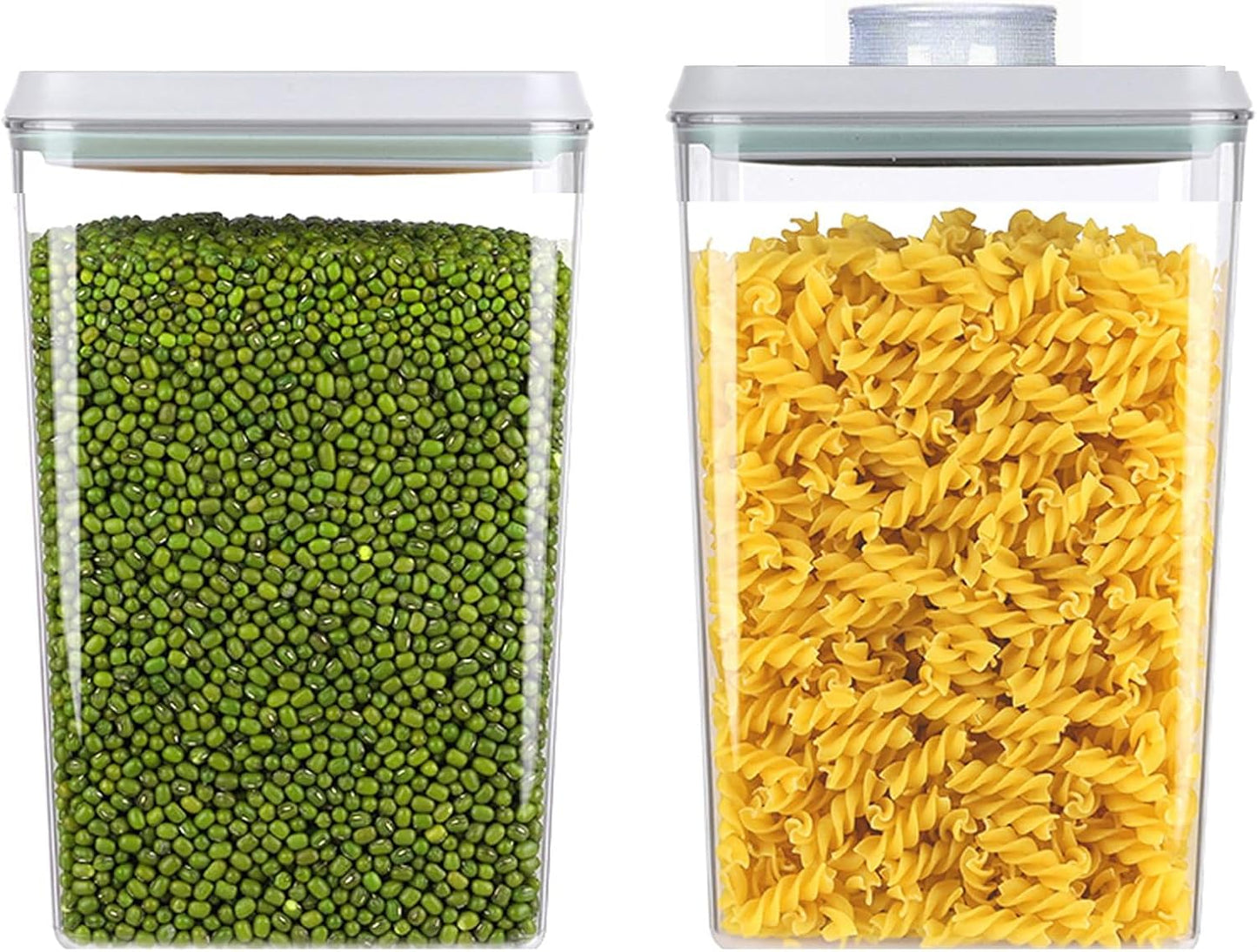 Pop Airtight Food Storage Containers with Lids Stackable Containers for Kitchen Pantry Organization Ideal for Cereal Snacks Flour Sugar Coffee and Spaghetti (gray, 2 pcs)