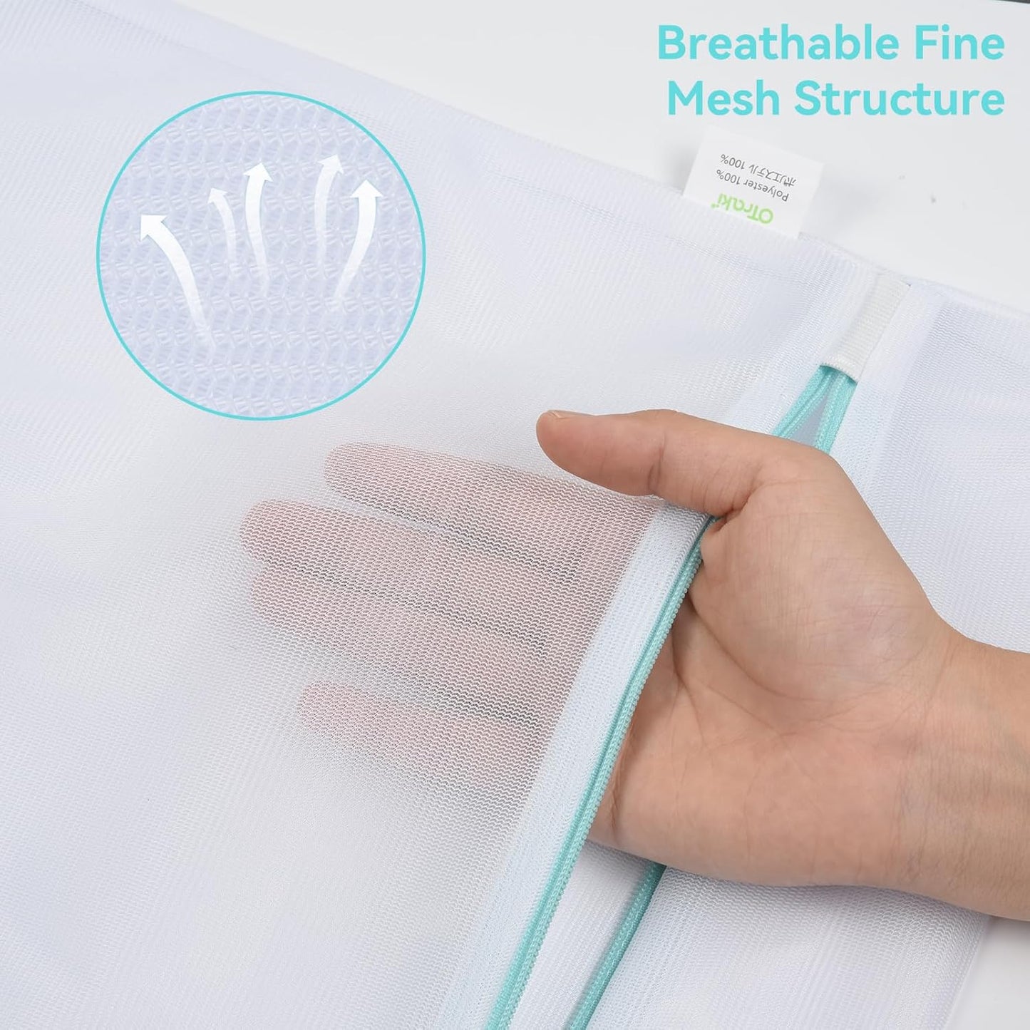 OTraki Medium Mesh Laundry Bags 20x24 inch Zipper Lingerie Bags for Washing Delicates Net Laundry Mesh Bag Sack Machine Washable for Travel Dorm Hotel Camp, White