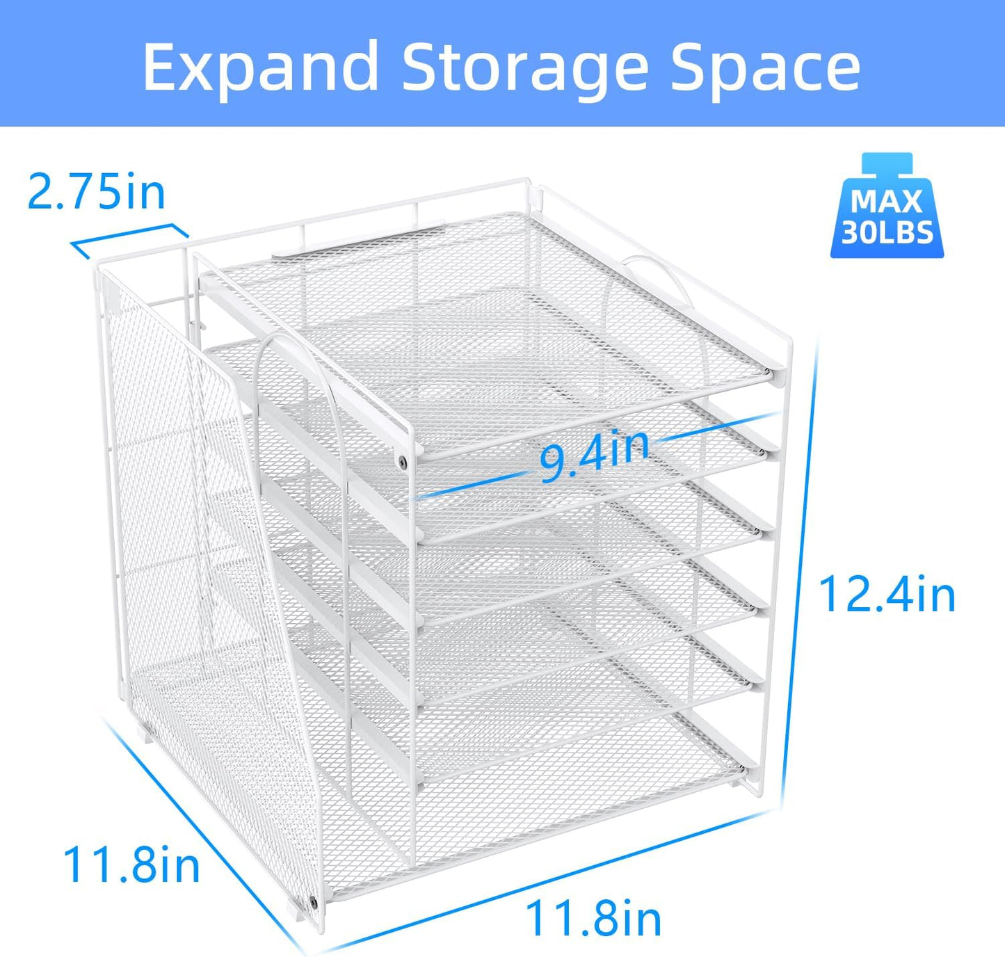 Gianotter Desk Organizers and Accessories, 6-Tier Paper Organizer with Magazine Rack, Office Desk Accessories & Workspace (White)