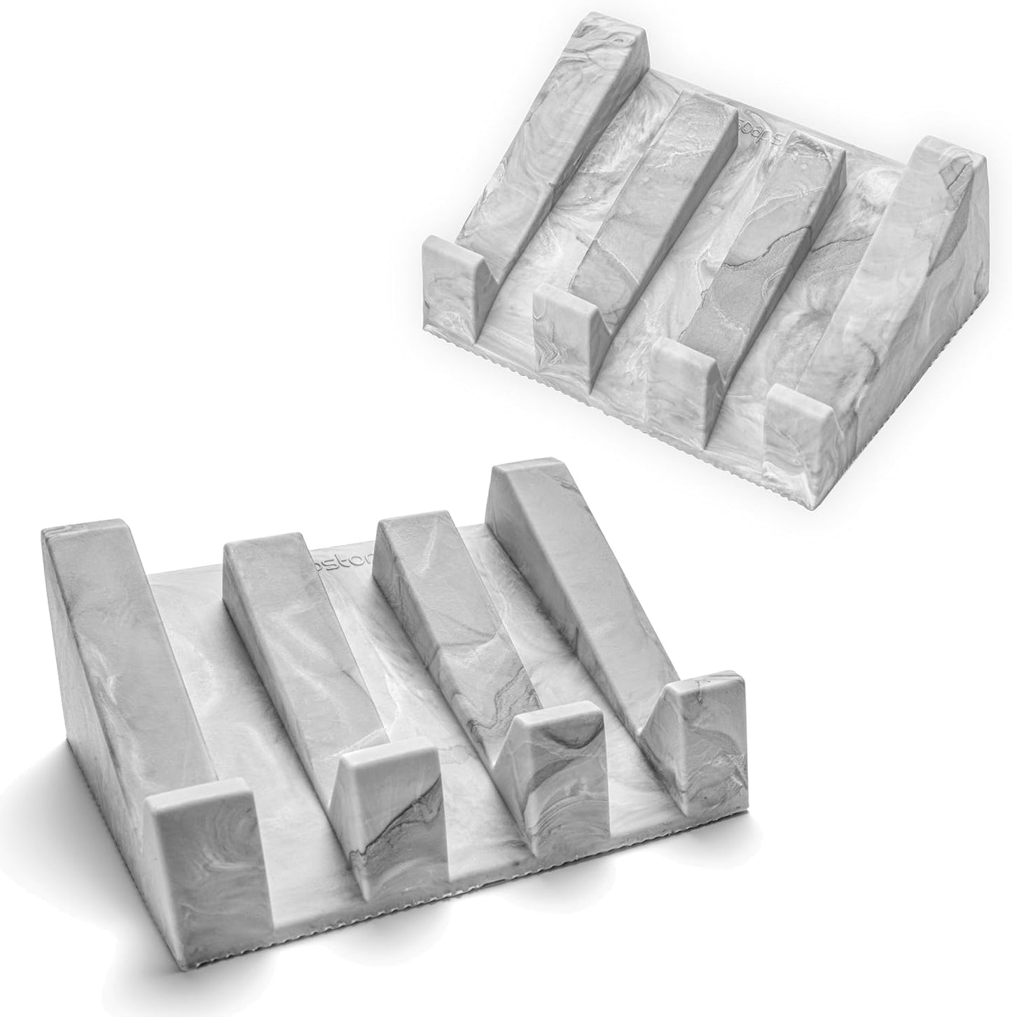 Silicone Soap Dish (USA Patented) Self Draining Bar Soap Holder for Shower Bathroom Sink, Drying Soap Dish Tray Kitchen Sponge Holder Easy Cleaning Soap Saver (Light Marble Design, 2)