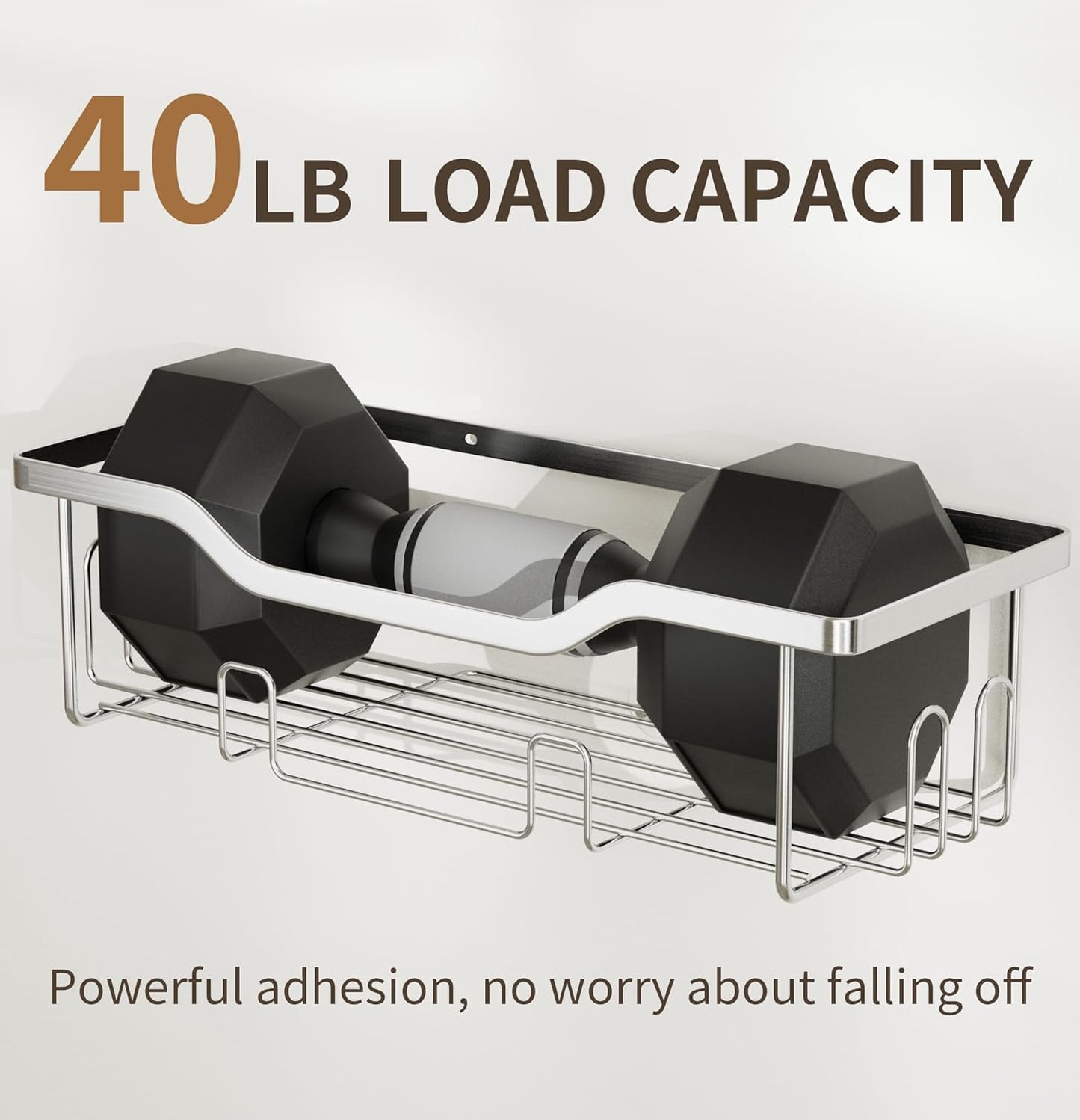 Shower Caddy Hanging 2-Tier Bathroom Organizer for Tall Showerhead with Soap Dish and Toothbrush Holder,Rustproof Over Shower Head Rack,Silver