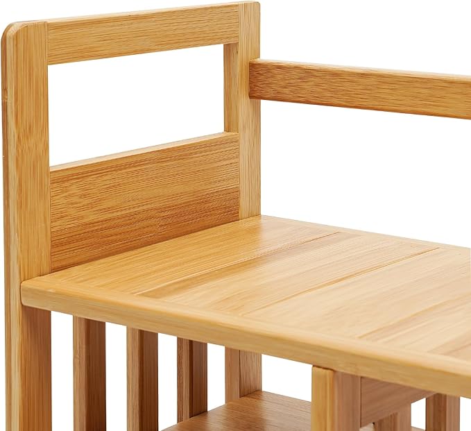 Bamboo Desk Shelves with 3 Drawers Office Desktop Storage Rack Desk Top Document Storage Organizer Rectangular Desktop File Holder Open Design for Office Home School 19.7 * 7.5 * 17.7in