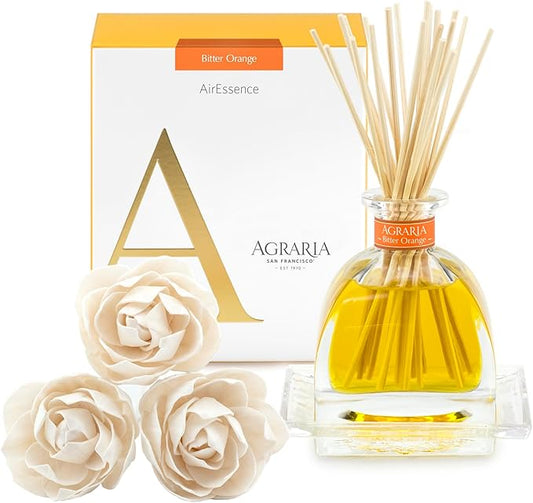 AGRARIA AirEssence Flower and Reed Diffuser Set, Handmade Sola Flower Botanical Home Fragrance Set, Scented Oil Reed Diffuser Gift for All Occasions