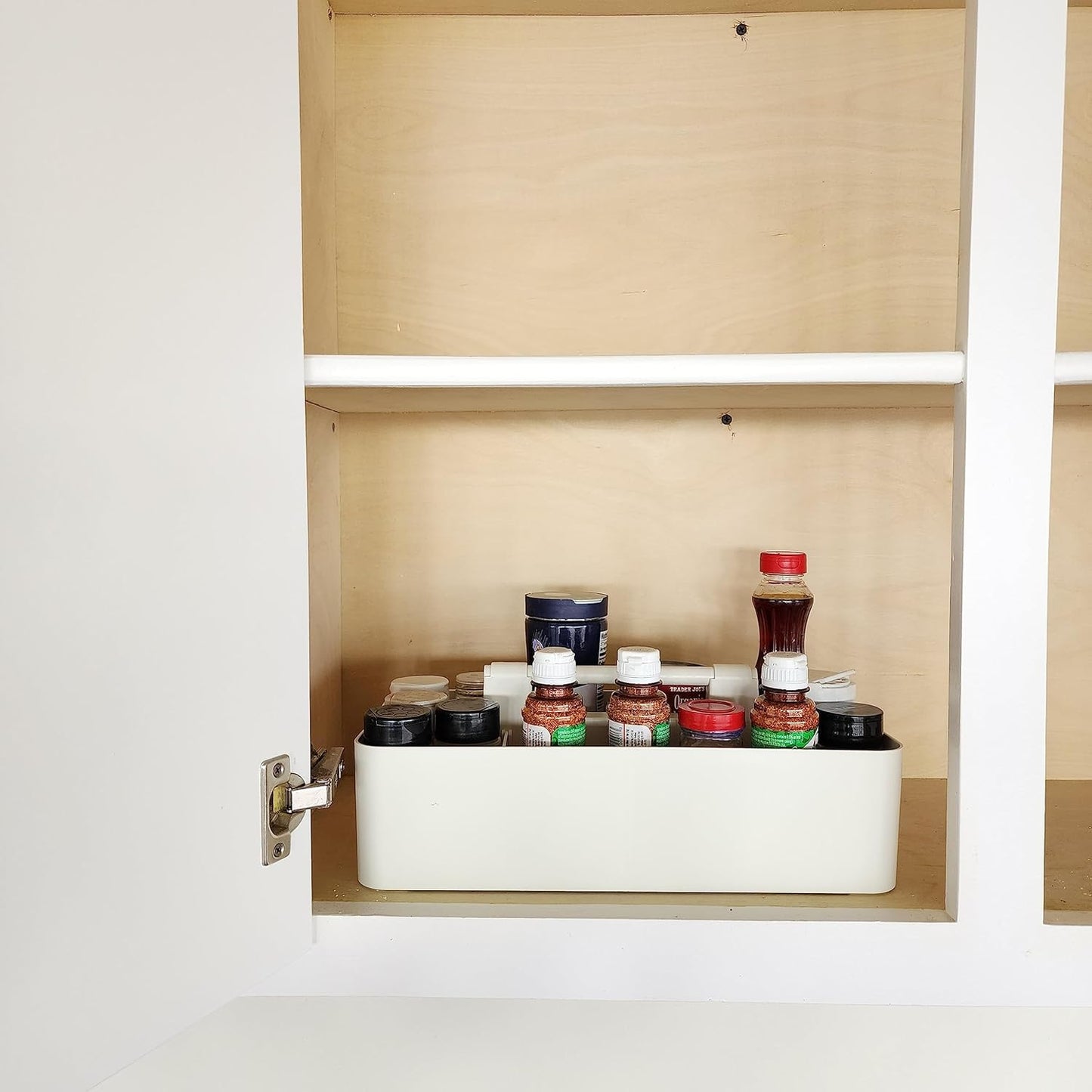 Portable Caddy Organizer -2 Stackable Plastic Caddy with Handle | Desk, Makeup, Dorm Caddy, Classroom Art Organizers (Made In Usa) (Ivory/Lavender)