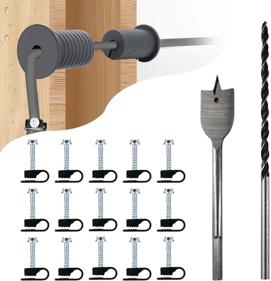 Starlink Cable Routing Kit,Starlink Cable Installation Kit,Starlink Mounting Accessories,2* Grommets, 1" Spade Drill Bit, 5/16" Drill Bit, 15 Wall Clamps (Grey)