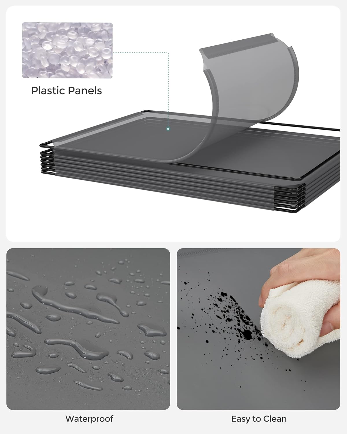 SONGMICS Cube Storage Organizer, Set of 16 Plastic Cubes, Closet Organizers and Storage, Room Organization, Bedroom Living Room, 12.2 x 48.4 x 48.4 Inches, Gray ULPC442G01