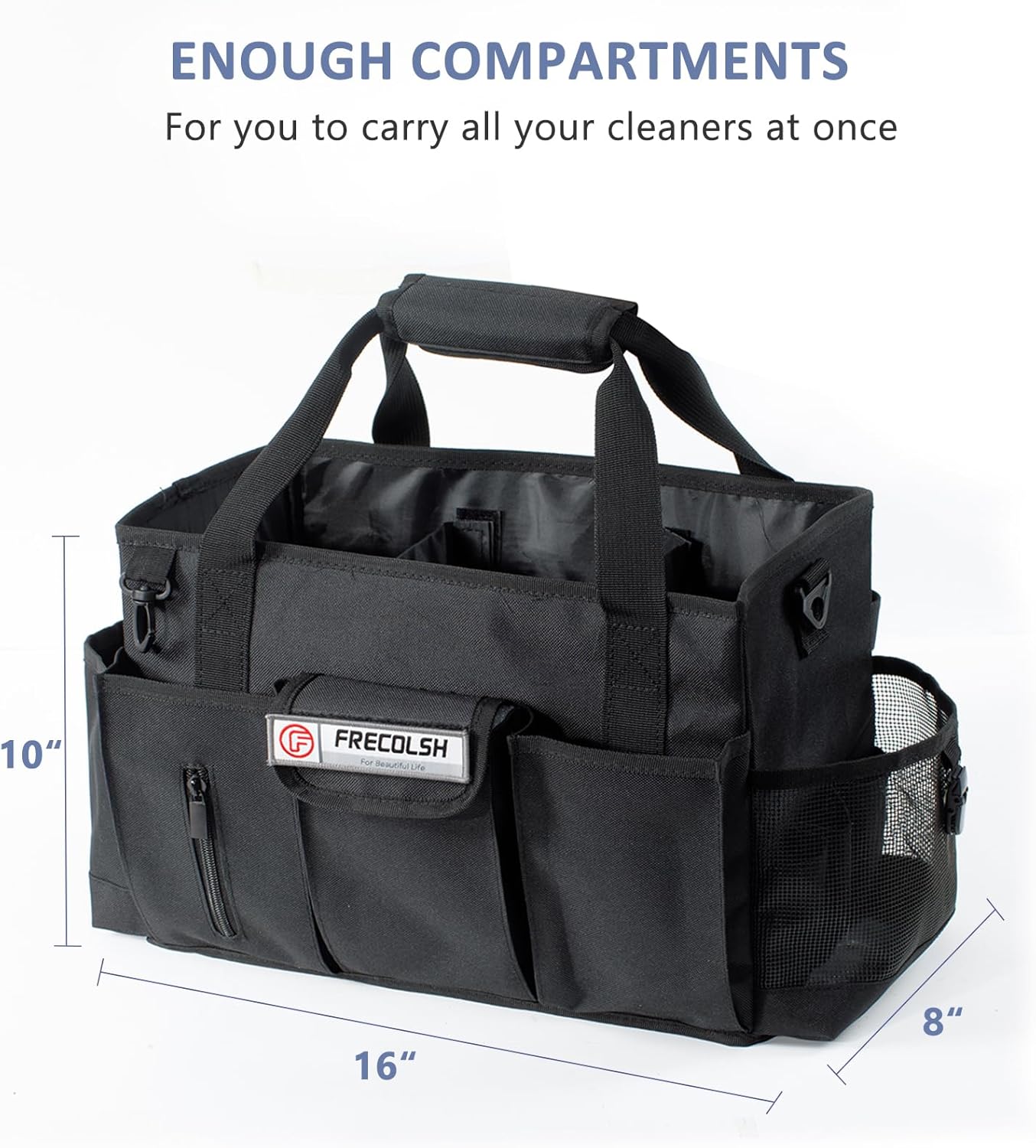 Large Cleaning Caddy for Cleaning Suppliers Organizer,15" Storage Organizer for House Clean Essential, Wearable Cleaing Bag, Storage Caddy for Housekeeping