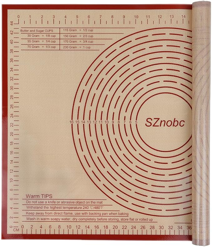 Silicone Pastry Mat 28''By 20'' Nonstick Baking Mats Non-slip Counter Mat for Dough Rolling, Pastry, Pie Crust, Fondant, Cookies, Bread, Pasta, Pizza Mat