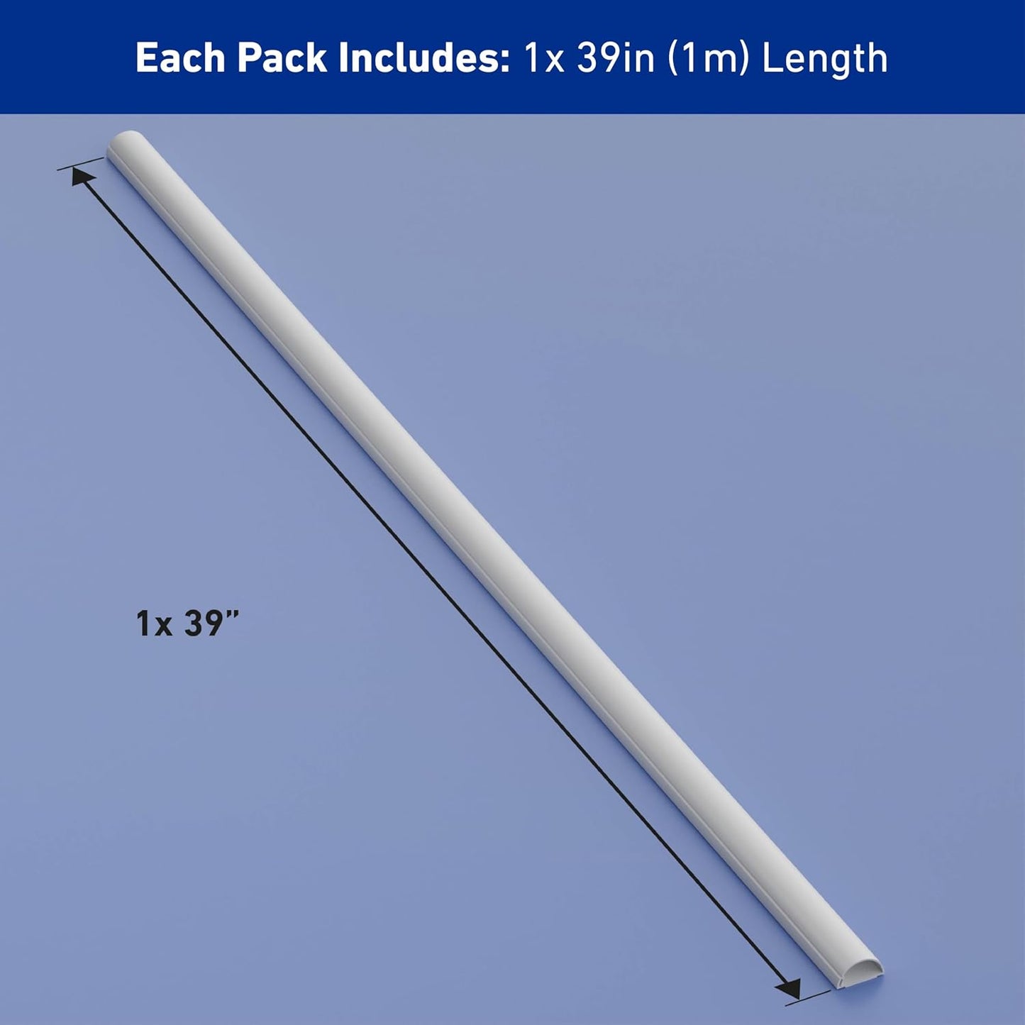 D-Line Cable Raceway On-Wall Cord Cover | 1D3015W | Surface Mount Electrical Channel to Hide and Conceal Cords, Cables, and Wires | White, Paintable