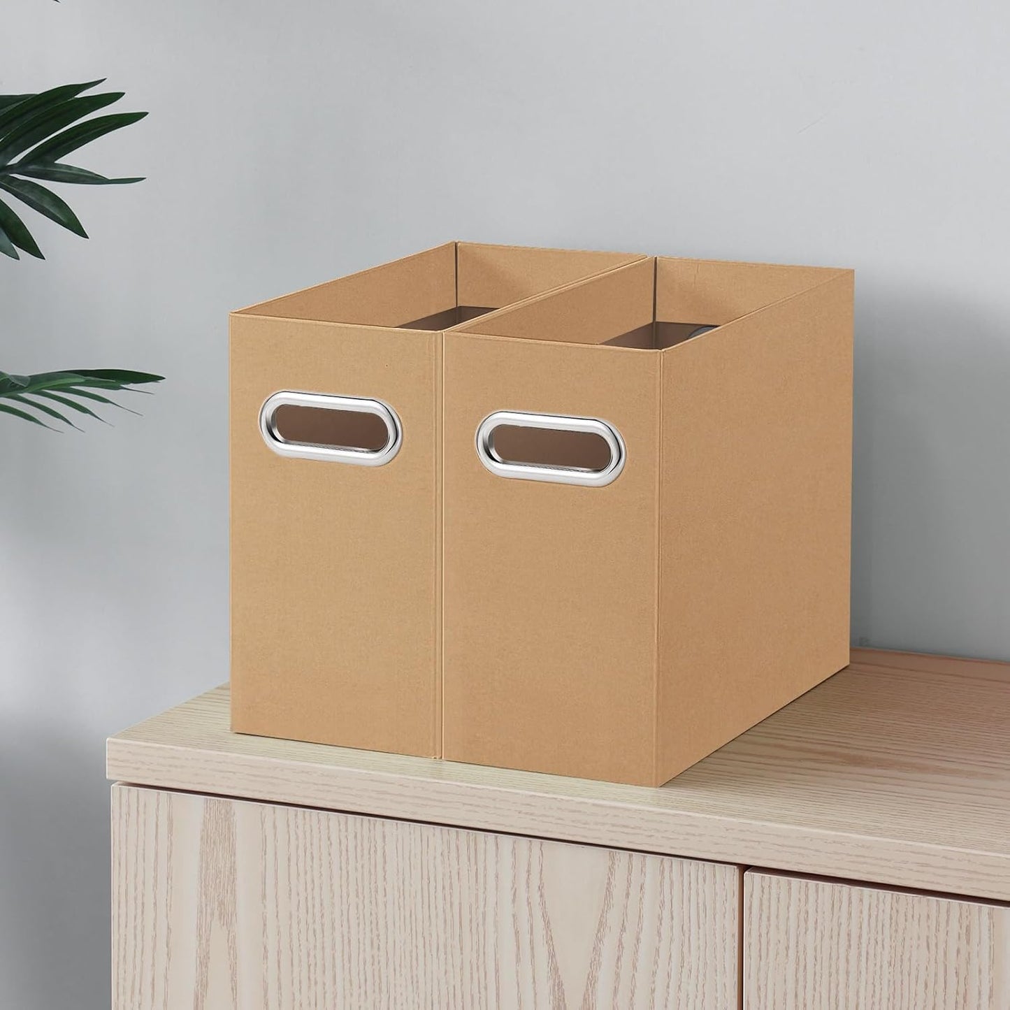 Oterri Cardboard File Organizer Box for Hanging File Folders Letter Size,File Box for Computer Desk,File Cabinet,Working Home,Office,Classroom (Brown, Letter Size - 4 Packs)