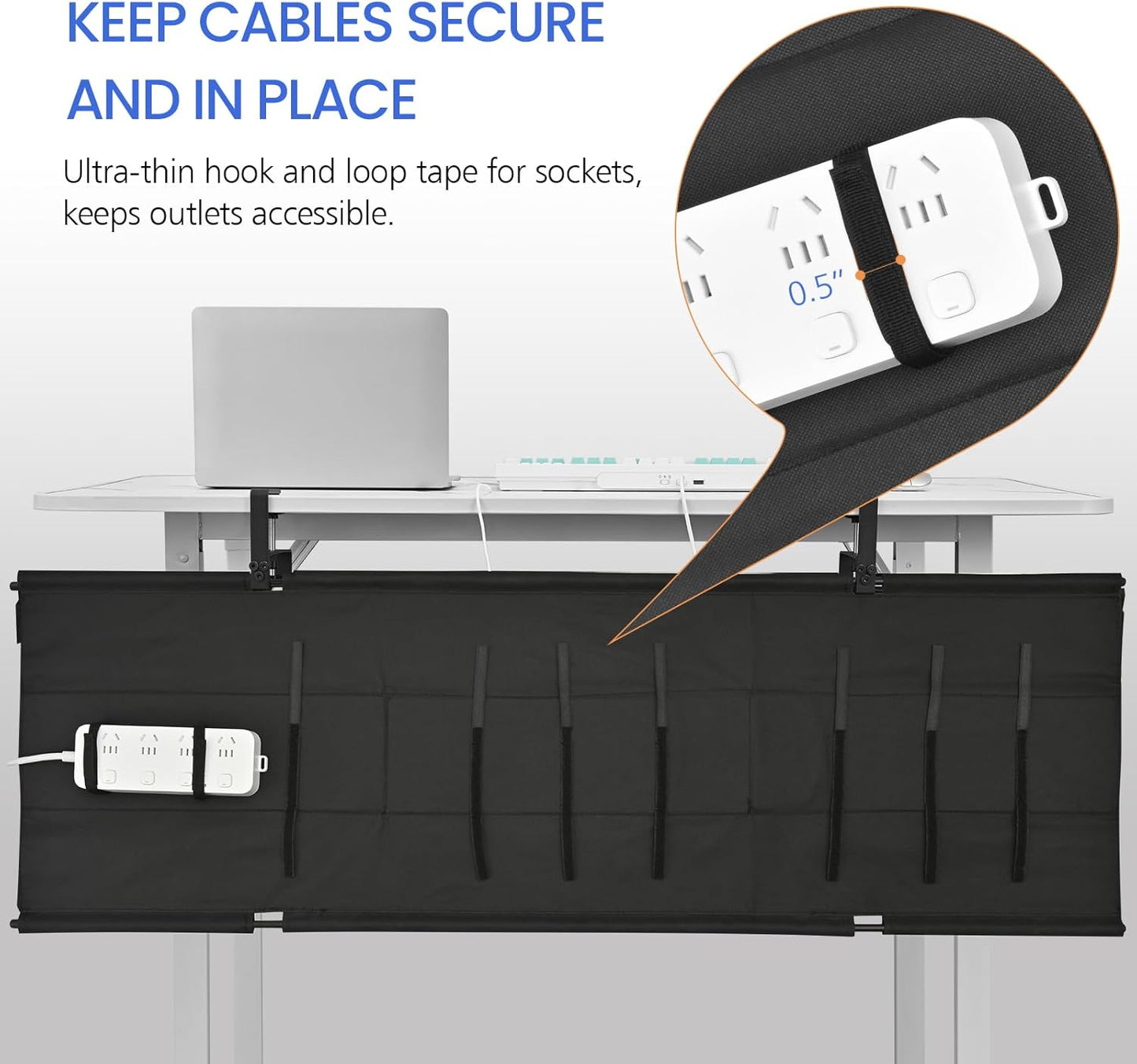 48" Under Desk Cable Management Tray- Clamp/Screw Mount Desk Cable Organizer Cable Tray Hiders for Office&Home