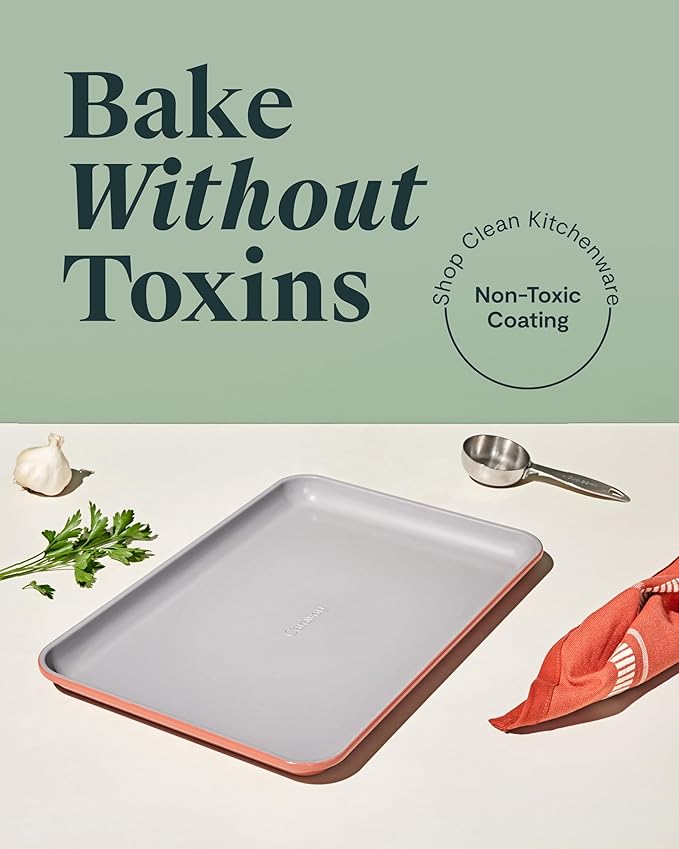 Caraway Non-Stick Ceramic Medium Baking Sheet - Naturally Slick Ceramic Coating - Non-Toxic, PTFE & PFOA Free - Perfect for Baking, Roasting, and More - Medium (15" x 10") - Perracotta