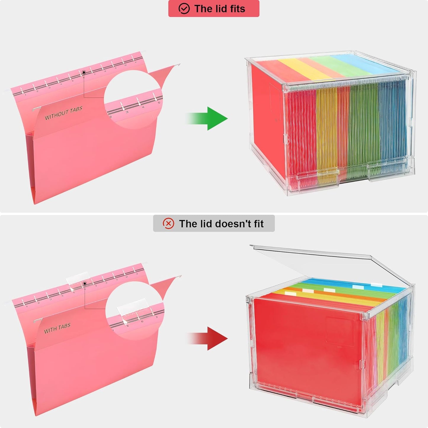 UMAIL File Box,Hanging File Organizer,Portable Storage Bins with Lids,Letter-size File Holder File Cabinet for Office/Home/Decor No Folders(2Pack)