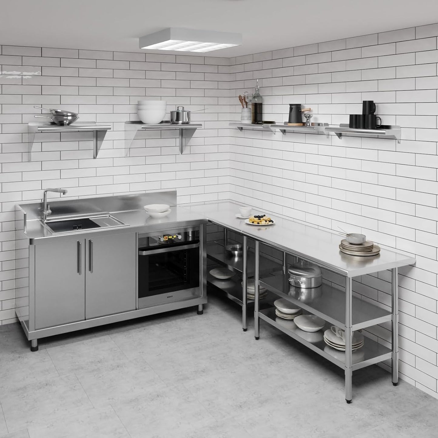 AmGood 24" Long X 6" Deep Stainless Steel Wall Shelf | NSF Certified | Appliance & Equipment Metal Shelving | Kitchen, Restaurant, Garage, Laundry, Utility Room