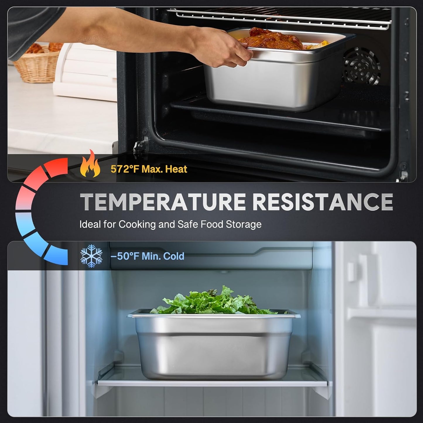 WILPREP 6 Pack Hotel Pans NSF Listed, 1/2 Size 6 in Deep Steam Table Pans with Lids, Food Grade Stainless Steel Hotel, 10.6 qt Catering Food Storage for Buffets Events Restaurants