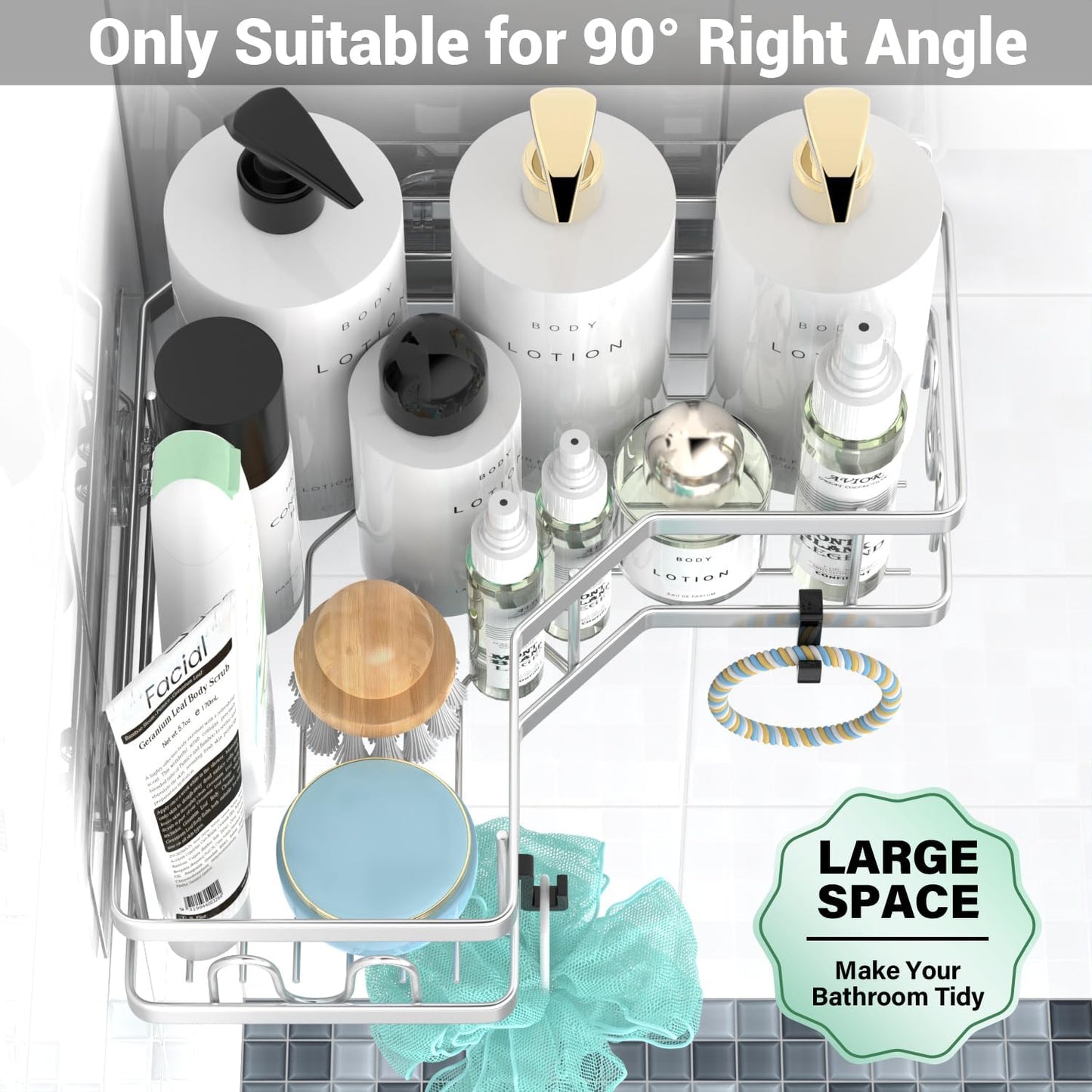 Corner Shower Caddy Bathroom Organizer: Adhesive Shower Rack Bathtub Shelves - 3Pack No Drilling Shower Shelf For Inside Shower - Stainless Steel Rustproof Bathroom Stuff