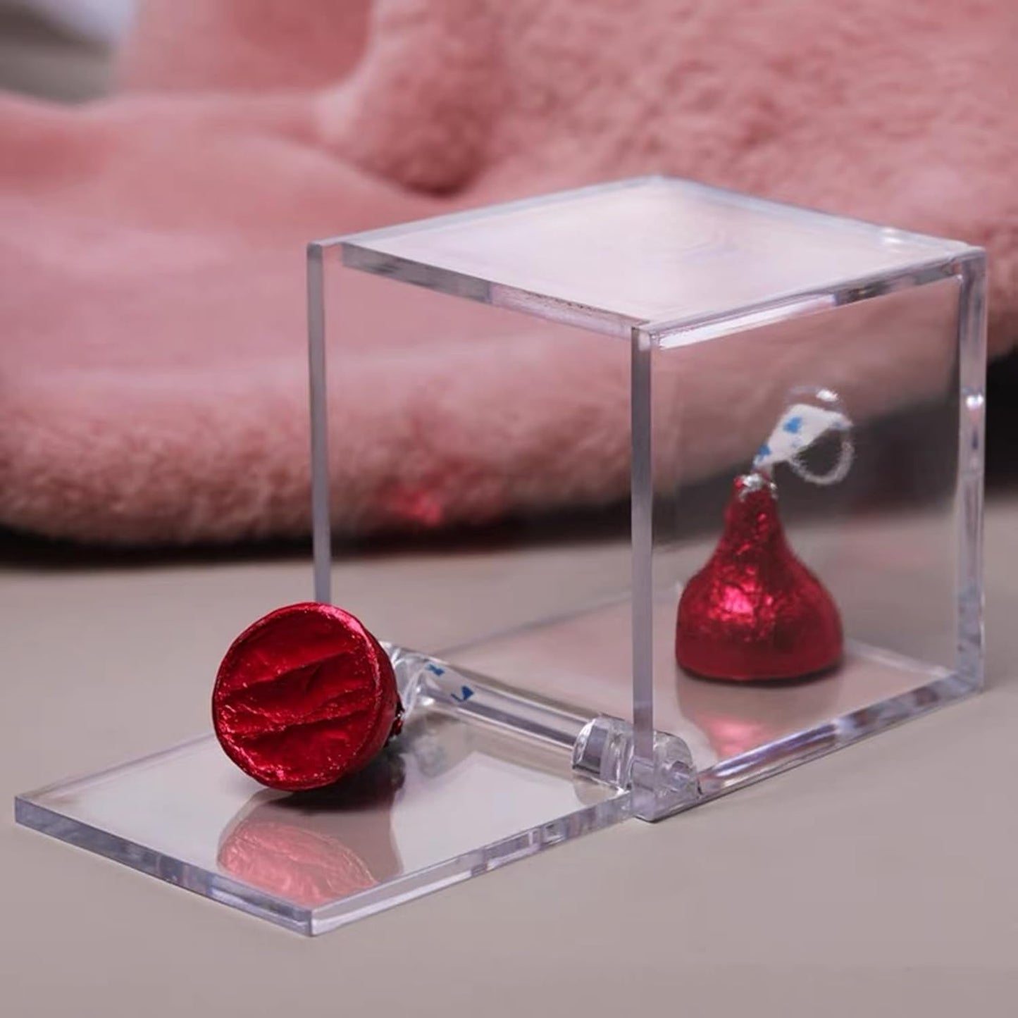 KissYou Small Acrylic Box with Lid Clear Hinged Lid Box Coffee Pod Holder Clear Candy Contanier Transparent Lucite Square Cube