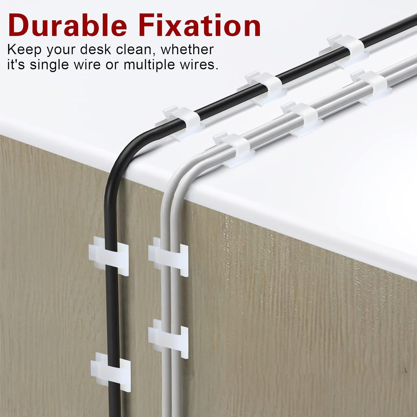XHF 3/4” Adhesive Cable Wire Clips White 120pcs, Cable Staples Outdoor Cable Management Wire Organizer Cord Holder for Under Desk, Car, Wall, TV PC Ethernet Cable