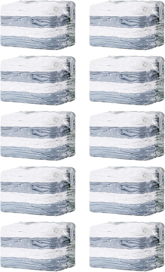 TAILI 10 Pack Vacuum Storage Bags, Space Saver Bags, Jumbo Cube 31x40x15 Inch, Extra Large Vacuum Sealed Bags for Comforters, Blankets, Bedding, Clothes, Closet Organization Space Saving, Cream