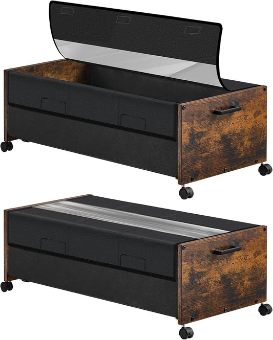 Under Bed Storage with Wheels XXL Size, Under Bed Storage Containers, UnderBed Drawers with Metal Frame, for Clothes Shoes Blanket, Patented Design