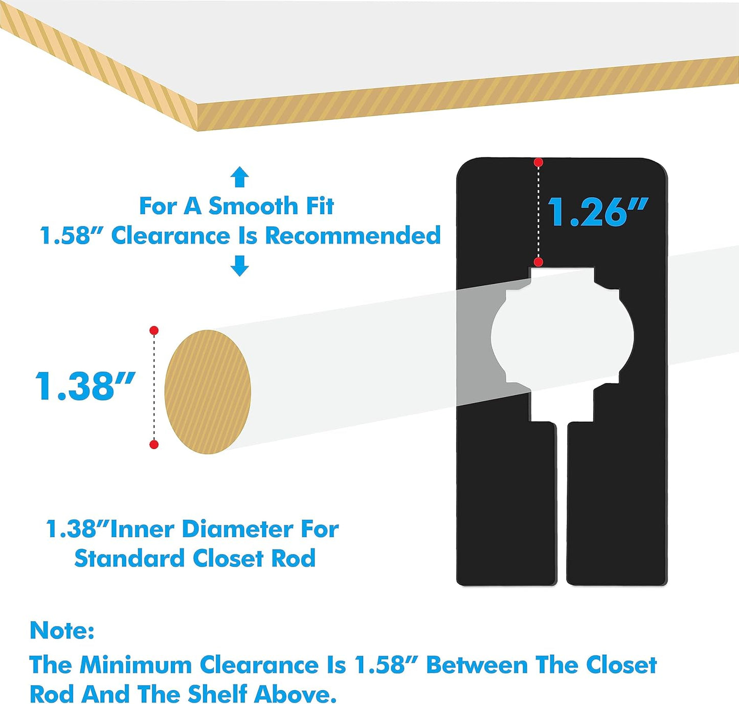 8 PCS Rectangular Black Plastic Closet Dividers with a Bonus Marker, Writable and Reusable for Sorting Clothing Size, Color, Brand, Size 2” x 5.4’’ (Inner Diameter 1.4”)