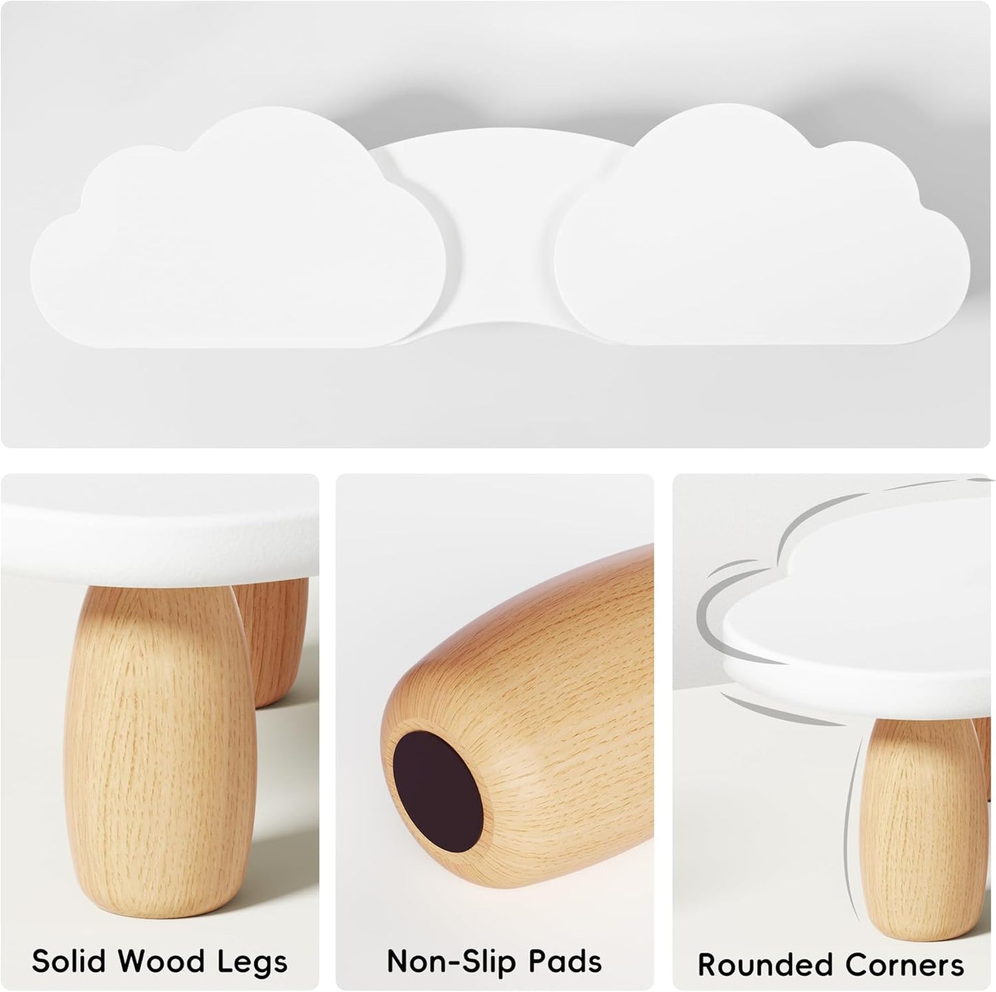 Dual Monitor Stand Riser,Rainbow Cloud Desktop Computer Stand for 2 Monitors,Adjustable Length and Angle Multifunctional Desktop Organizer Stand for Laptop, PC, Computer, Printer,White