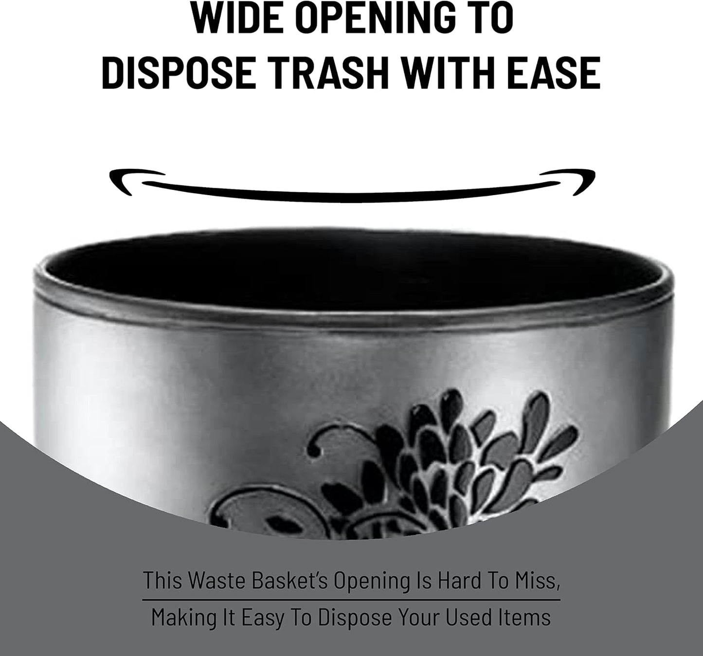 Zahari Home 2pc Erica Bathroom Decor Set Waste Basket for Bathroom & Tissue Cover Modern Classic Decor Stylish Unique Design Beautiful Grey Bathroom Accessories Set