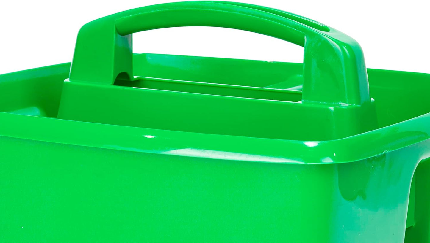 Storex 3-Compartment Small Caddy – Multipurpose Classroom Organizer with Handle, Green, 5-Pack (00951U06C)
