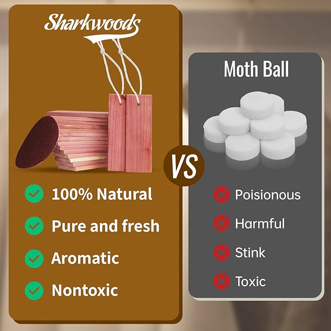 Cedar Blocks for Clothes Storage - 16 Pack Red Cedar Planks, 100% Natural Aromatic Cedarwood with Cotton Rope and Sandpaper for Closets & Drawers Freshener