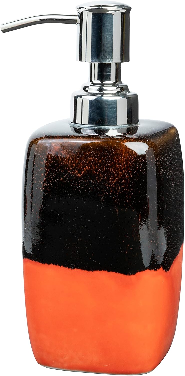 Handmade Ceramic Soap Dispenser Hand Painted Complete Bath Luxury Accessory Kitchen Bathroom Countertop Organizer Home Decoration 9.5 OZ Refillable Rust Proof Pump Lotion Liquid Soap Dispenser 6.5"