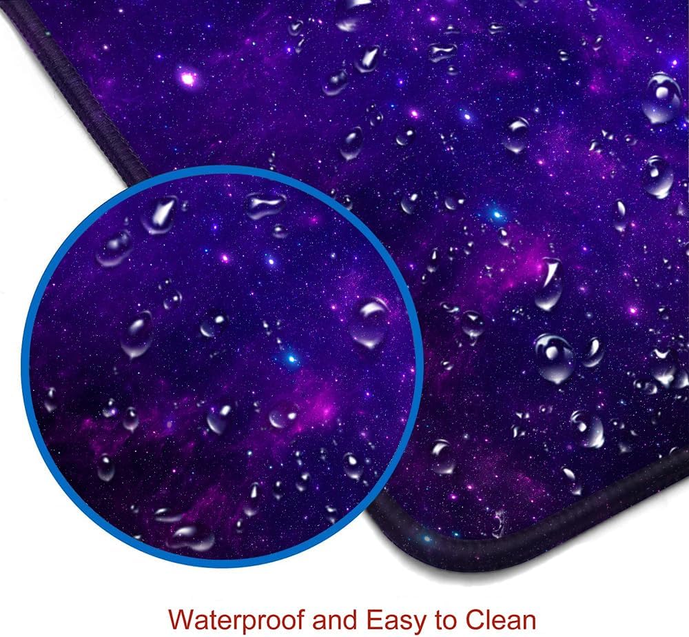 Gaming Large Mouse Pad with Stitched Edges, Purple Galaxy Desk Mat, Extended Keyboard Pad, Non-Slip Rubber Base Desk Pad for Keyboard and Mouse, 31.5X11.8 inch