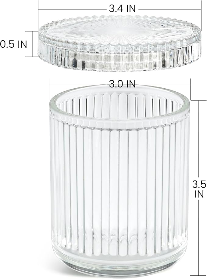 Glass Qtip Holder with Lid,Bathroom Organizer and Storage Jars - Apothecary Jars for Cotton Balls, Cotton Swabs,Pads,Floss Picks,Vanity Organizer,Bathroom Accessories and Countertop Storage Canisters