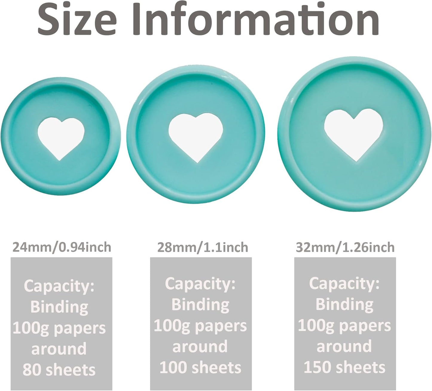 100pcs Planner Expander Discs 0.94Inch Book Binding Disc For Discbound Notebook Accessories Heart Binder Rings(Blue,0.94inch/24 mm)