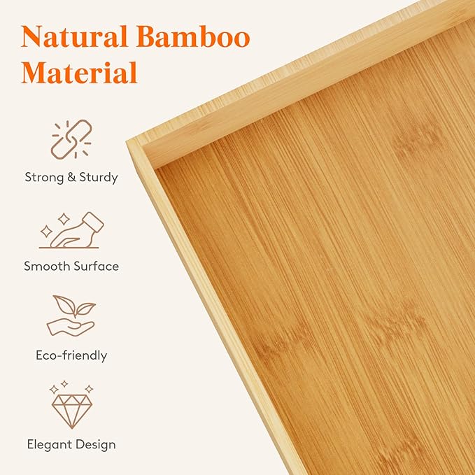 Lifewit Drawer Organizers 5 Pack(11 Grid) with 6 Inserts, Adjustable Bamboo Wooden Drawer Dividers, Stackable Storage Box for Utensils, Silverware, Makeup, Junk in Kitchen/Bathroom/Office/Vanity