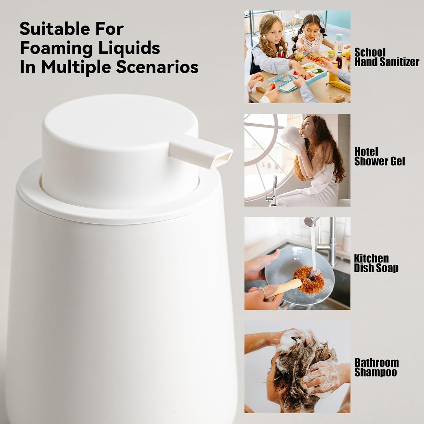 Ceramic Foaming Soap Dispenser, 12 Oz Foam Hand Soap Dispenser for Bathroom, Face Wash Dispenser Bottle with Foaming Pump, Refillable Lotion Dish Soap Foam Dispenser for Kitchen, Matte White