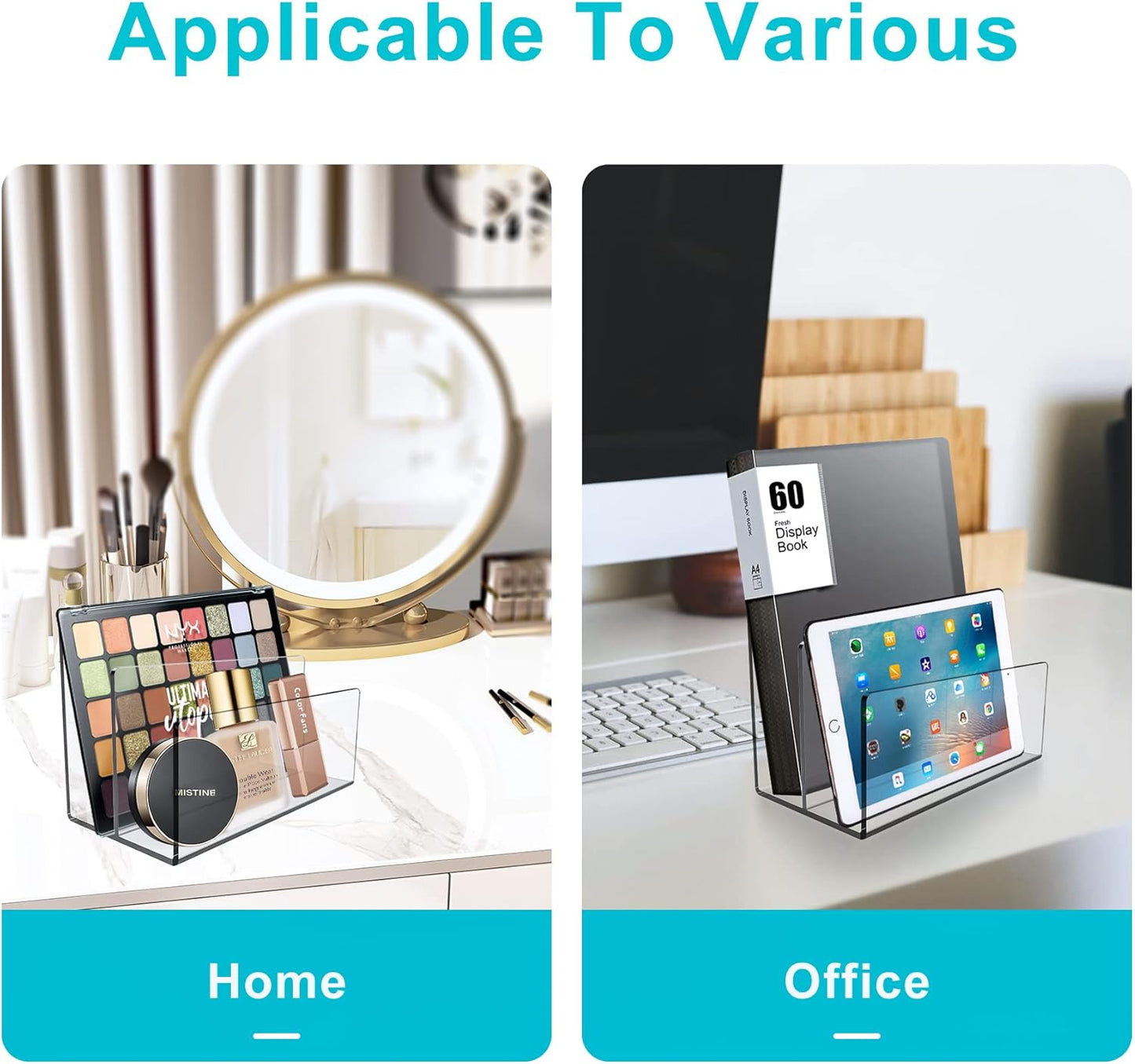 Boloyo Acrylic File Holder,1PC 2 Sections Clear File Organizer Mail Letter Sorter Desktop Folder Holder for Home Office School Envelope Bill Filling Paper Document